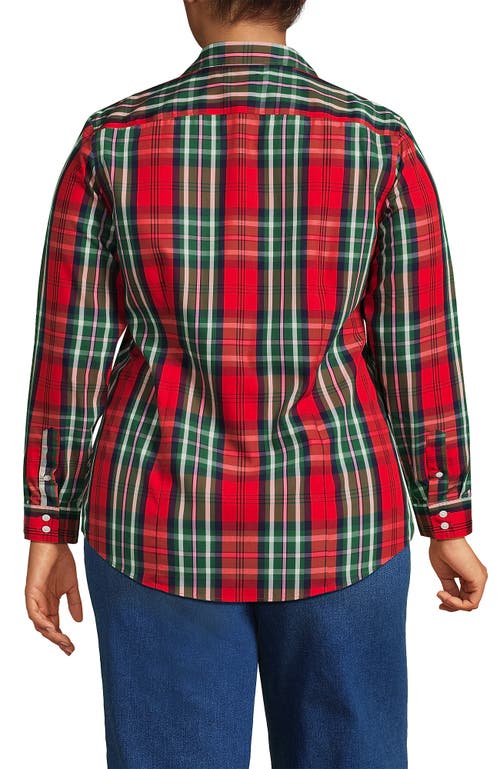 Lands' End No Iron Supima Cotton Long Sleeve Shirt In Red