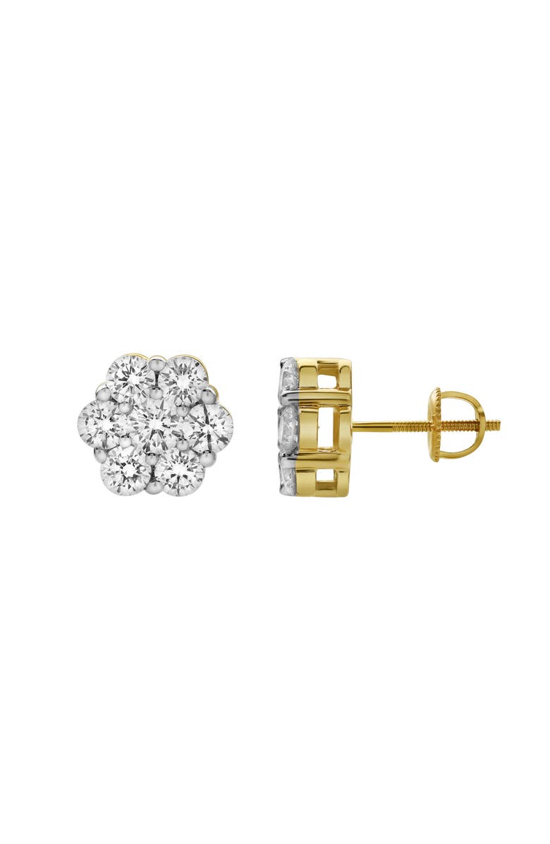 LuvMyJewelry Meadow 14K Yellow Gold Cluster Lab Grown Diamond Unisex Earrings - 1.76 Cts, Alternate, color, 14K Yellow Gold