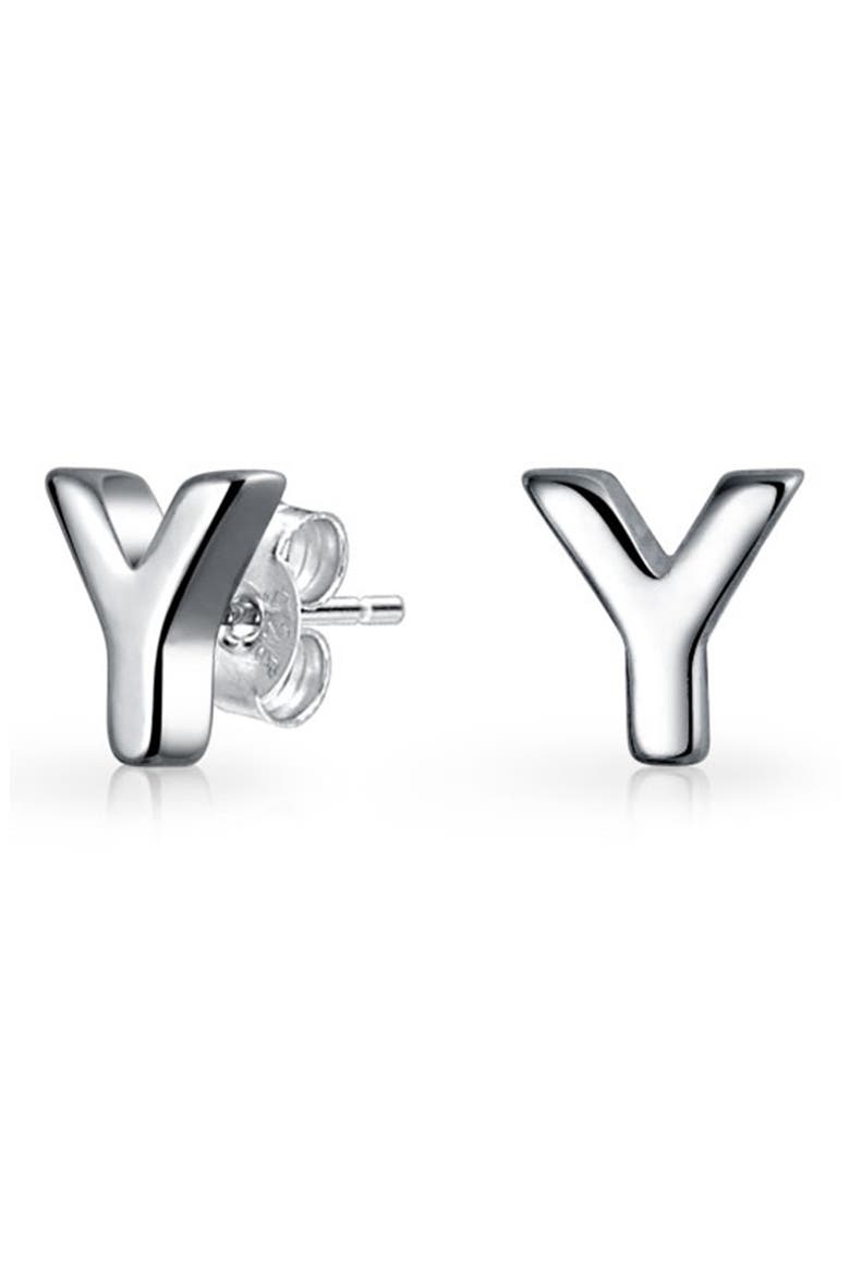 BLING JEWELRY Sterling Silver Capital Block Alphabet Letter Earrings ...