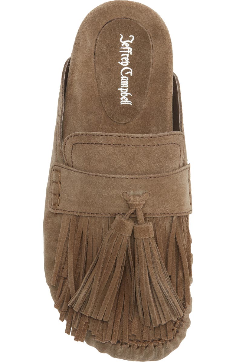 Jeffrey Campbell Toggle Fringe Mule, Alternate, color, Light Khaki Suede