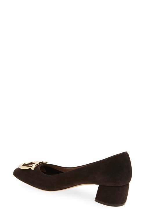 Ferragamo Mara Gancio Block Heel Pump In Brown