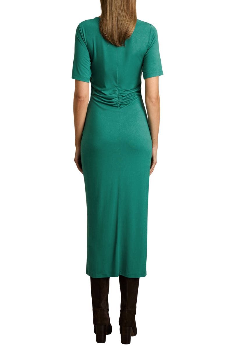 Reiss Rose Ruched Short Sleeve Jersey Dress, Alternate, color, Green