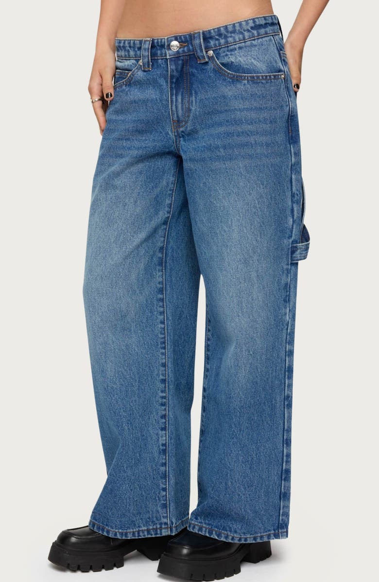 EDIKTED Low Rise Carpenter Jeans, Alternate, color, Blue