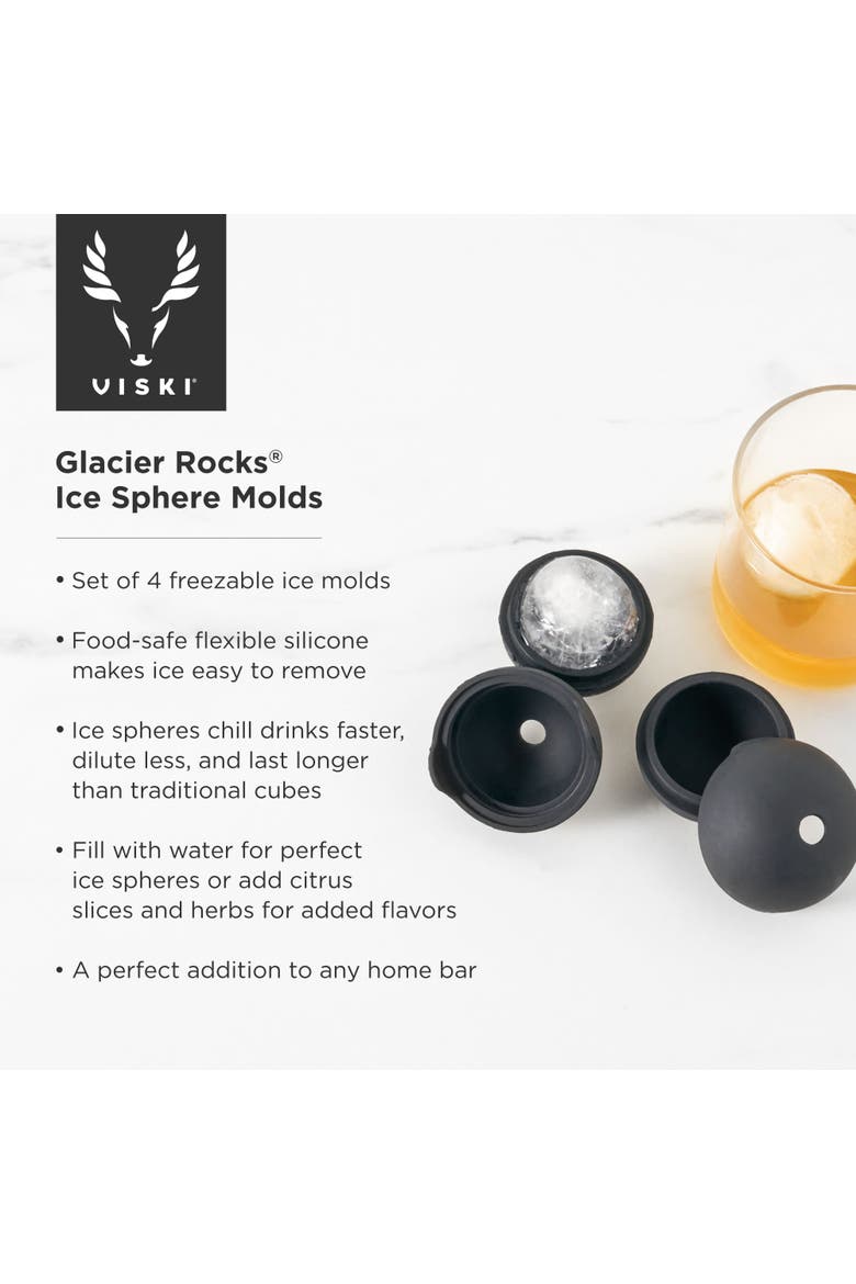 Glacier Rocks Ice Sphere Molds Set of 4, Alternate, color, BLACK