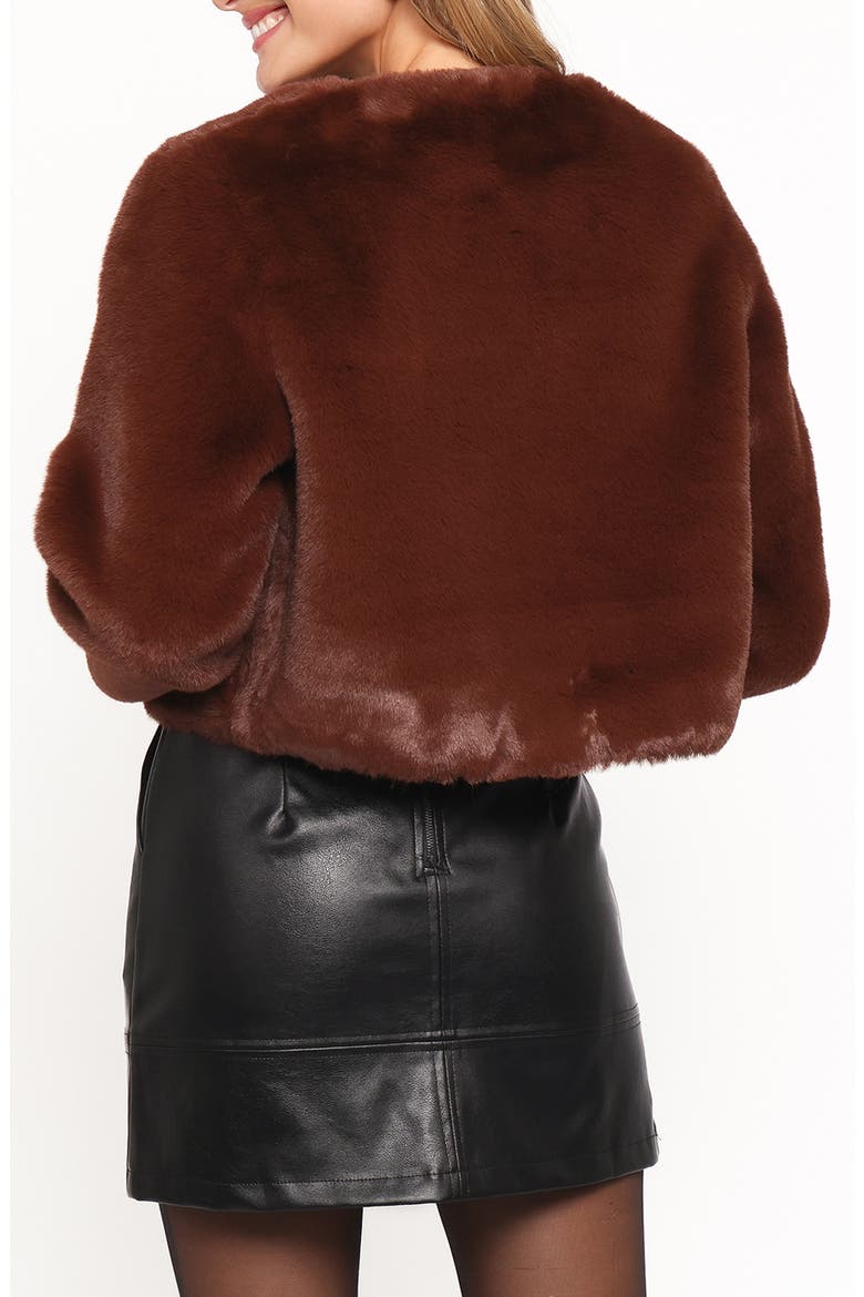 Minnie Faux Fur Jacket, Alternate, color, CHOCOLATE