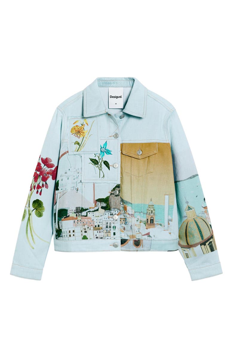 Desigual Amalfi Denim Trucker Jacket, Alternate, color, Medium Blue