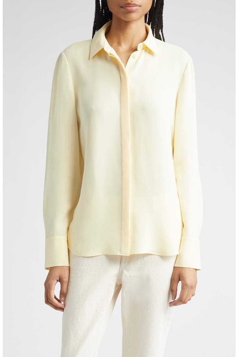 Scottie Silk Button-Up Blouse, Main, color, YELLOW CHALK