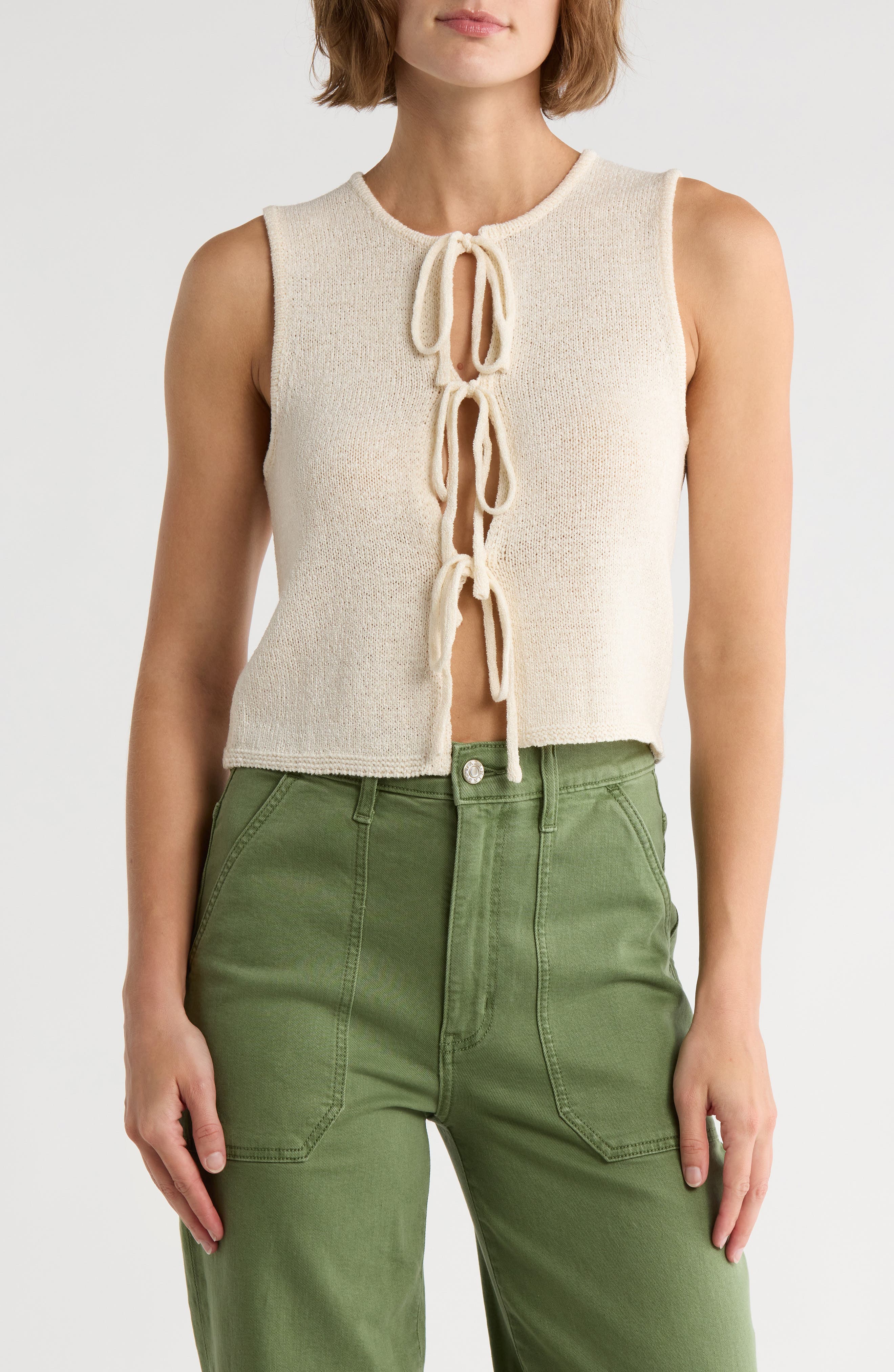 Blu Pepper Front Tie Cardigan Vest