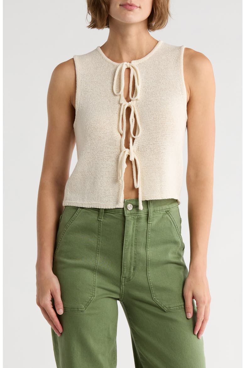 Front Tie Cardigan Vest, Main, color, CREAM