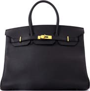 Pre-Owned Hermes Birkin Handbag Black Epsom with Gold Hardware 35