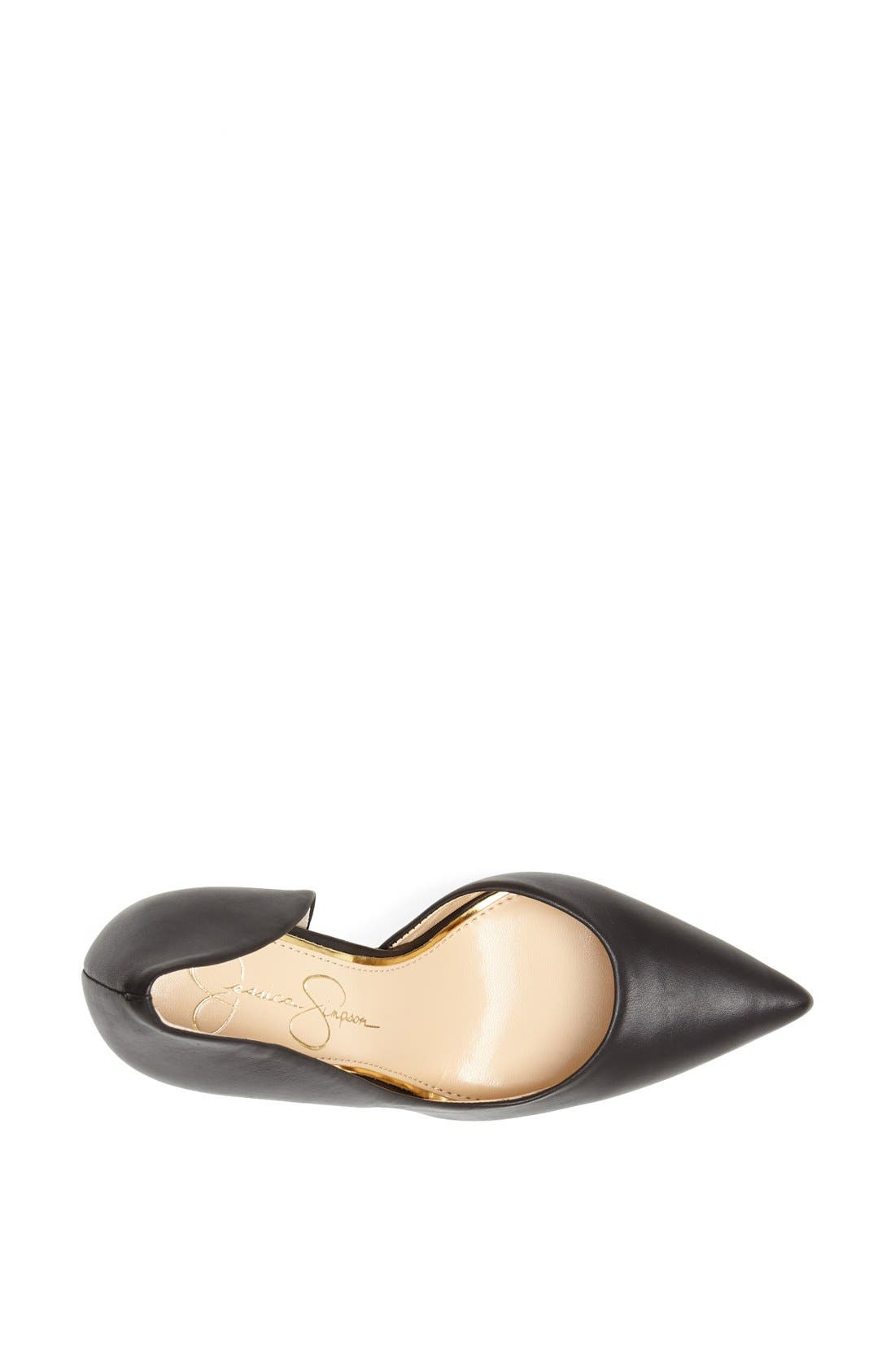 'Claudette' Half d'Orsay Pump, Alternate, color, BLACK NEW ALASKA/ LEATHER