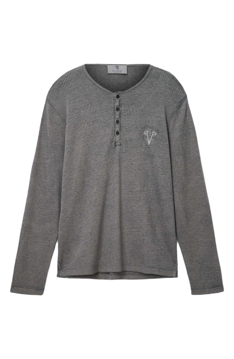 John Varvatos Klaus Burnout Rib Henley, Alternate, color, Flat Grey