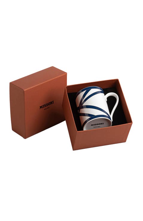 Mug Cup NASTRI in Luxury Box Blue diam. 3", H 3.9", cap. 12.5 oz