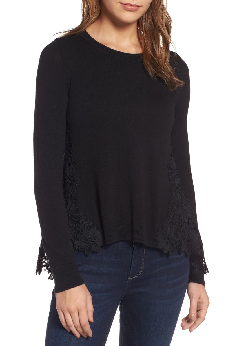 Chelsea28 Lace Back Sweater, Main, color, 
