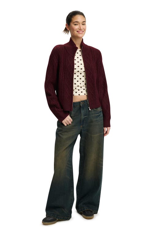 Cotton On Cable Knit Bomber In Burgundy