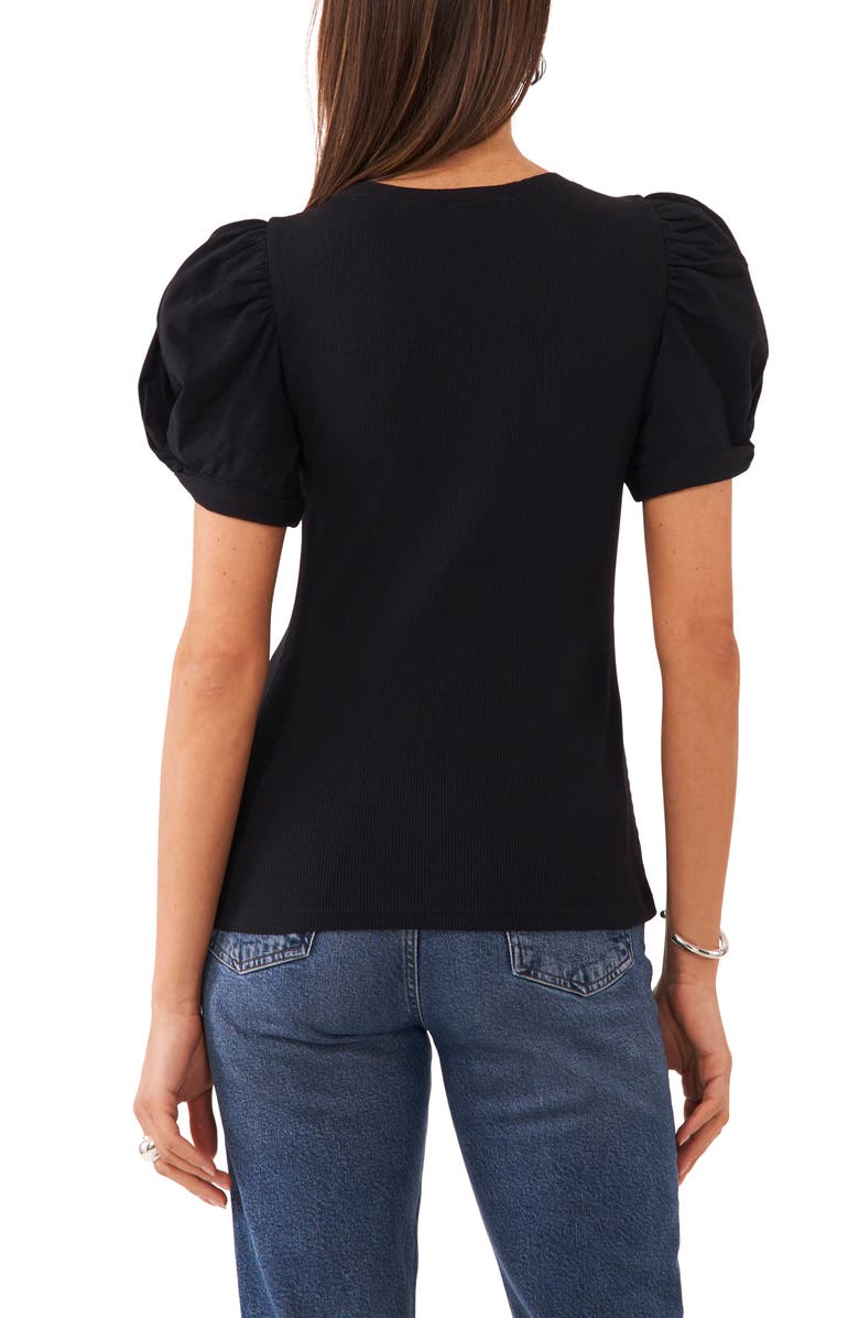1.STATE Puff Sleeve Rib Knit T-Shirt, Alternate, color, Rich Black