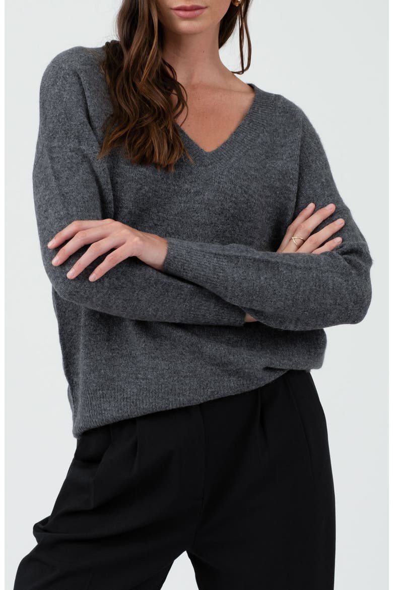 Drop Shoulder Sweater, Alternate, color, CHARCOAL