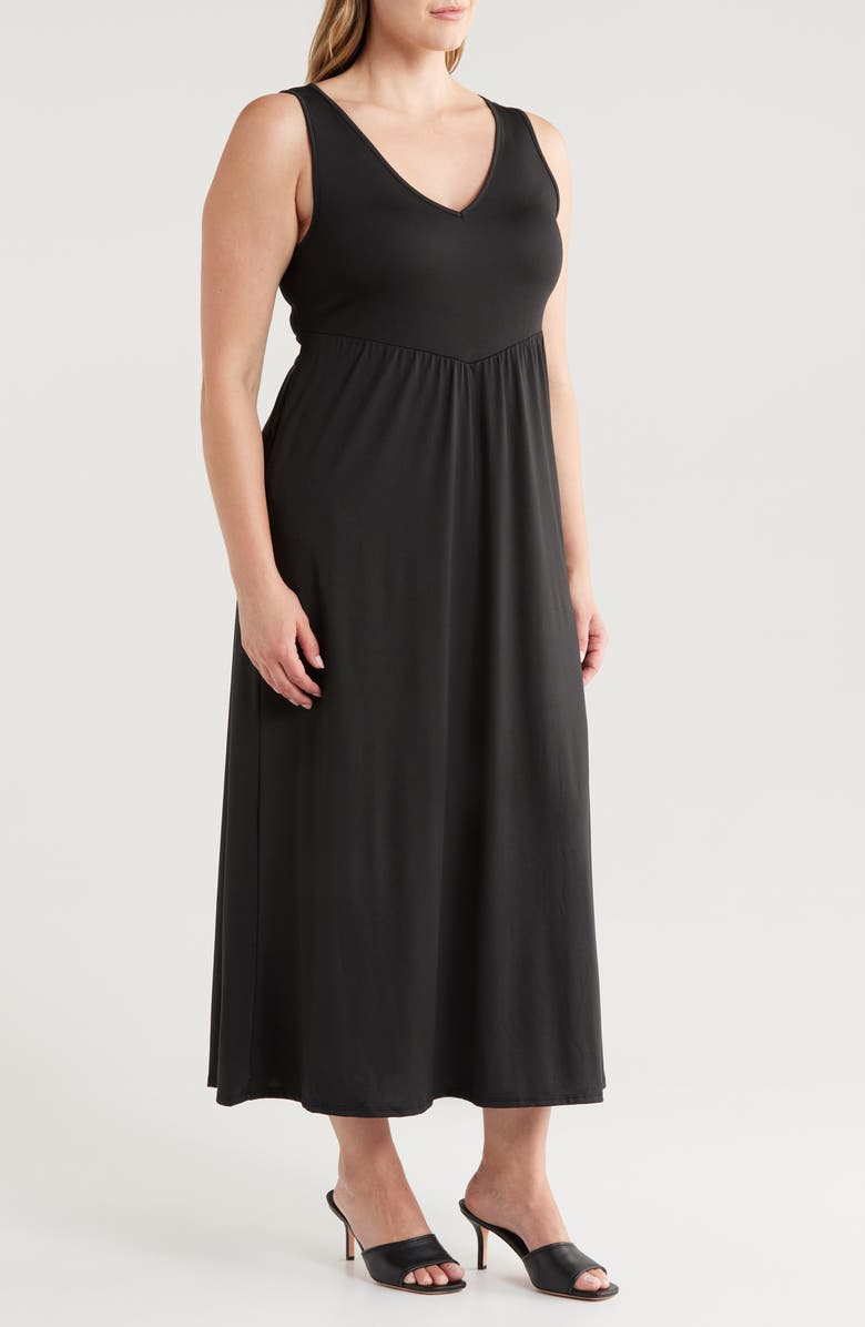 24seven Comfort Apparel Sleeveless Stretch Maxi Dress, Alternate, color, Black