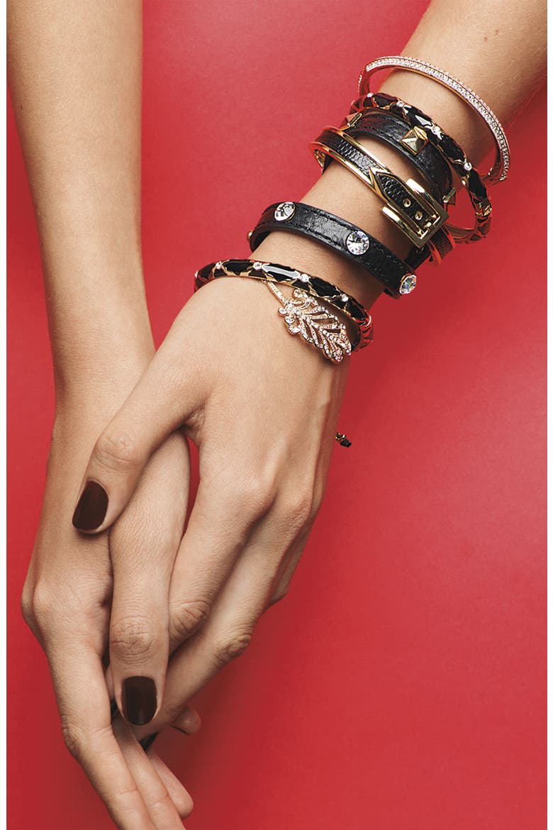 Leather Wrap Bracelet, Alternate, color, GREY/ SILVER