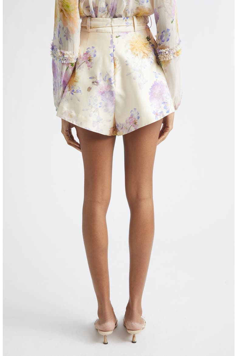 Luna Tuck Silk & Cotton Shorts, Alternate, color, CREAM DAHLIA