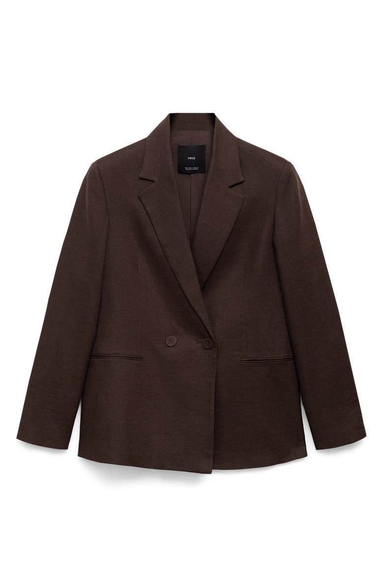 MANGO Tempoli Linen Blazer, Main, color, Brown