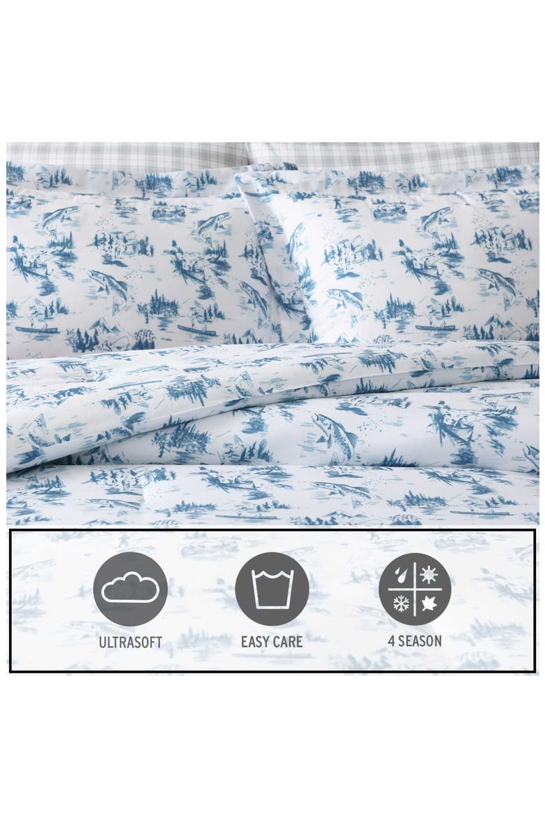 Huntley Plaid Reversible Microfiber Comforter Set, Alternate, color, MEDIUM / DARK BLUE
