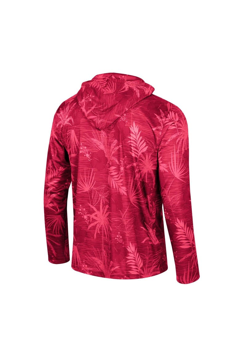 Men's Colosseum Cardinal Iowa State Cyclones Palms Printed Lightweight Quarter-Zip Hooded Top, Alternate, color, Cardinal