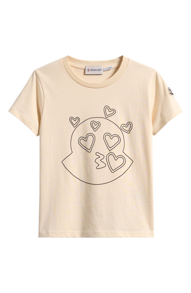 Moncler Kids' Heart Logo Graphic T-Shirt, Main, color, Cream