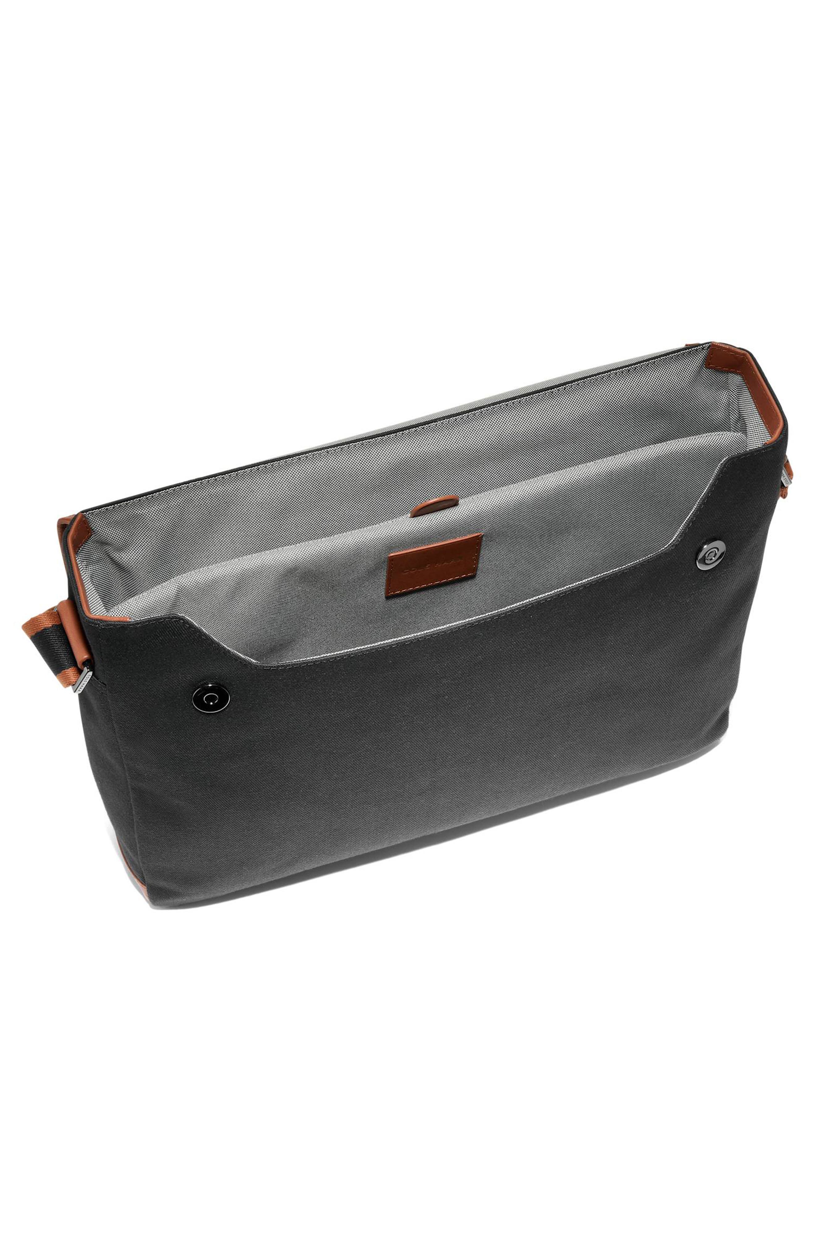 Cole Haan Judson Brushed Twill Messenger Bag, Alternate, color, Black/ New Britsh Tan