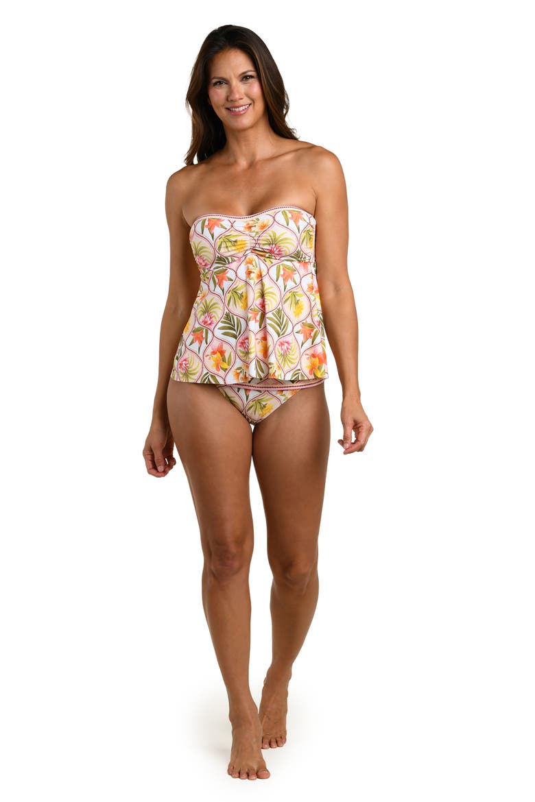 Palm Halter Tankini Top, Alternate, color, WHITE MULTI