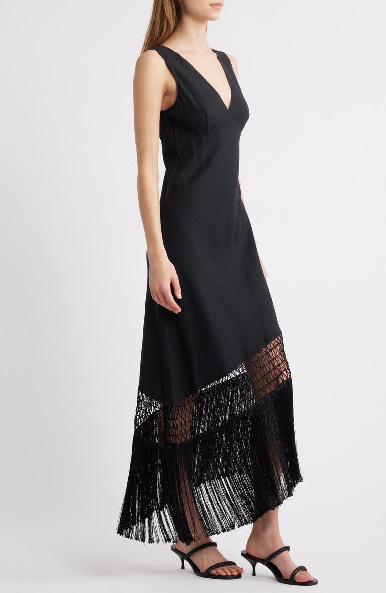 Rails Tamara Asymmetric Sleeveless Fringe Accent Dress, Alternate, color, Black