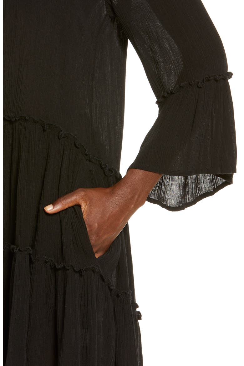V-Neck Cover-Up Dress, Alternate, color, BLACK