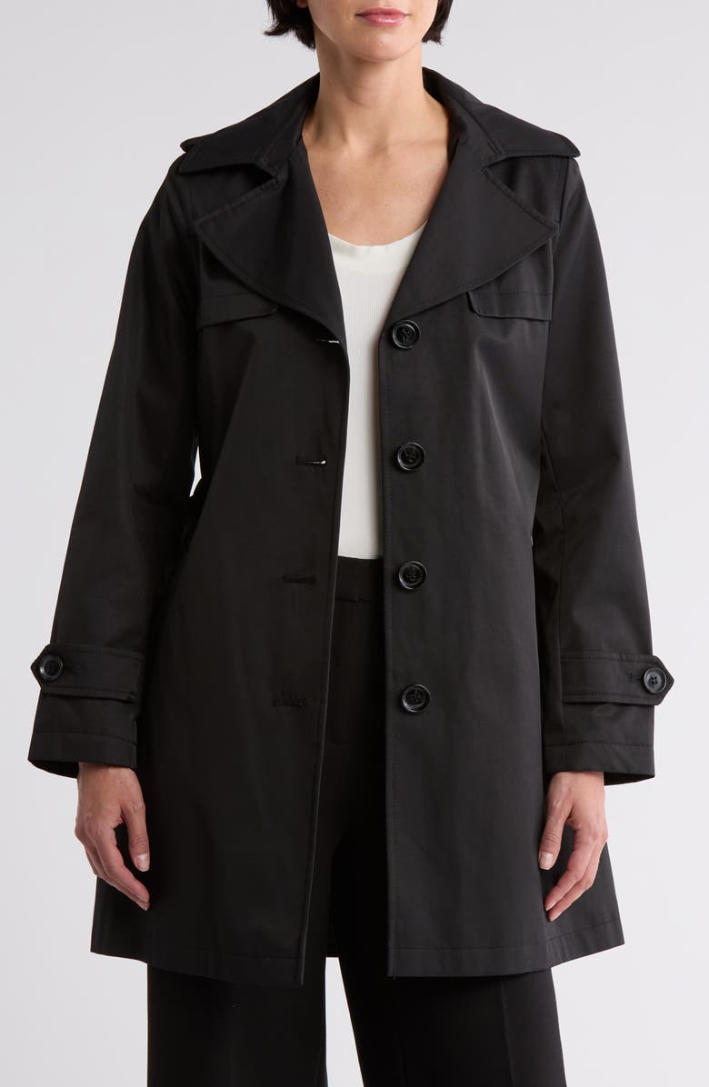 Sam Edelman Rain Cotton Blend Belted Trench Coat, Alternate, color, Black