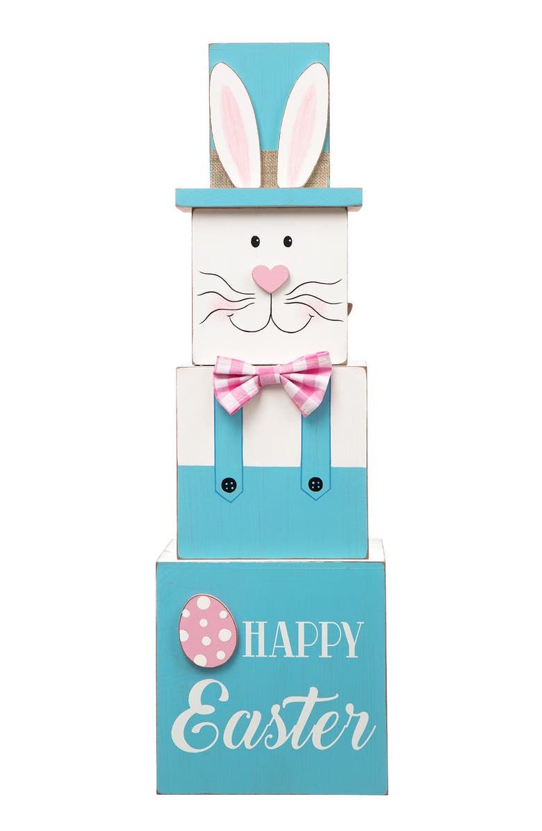 Glitzhome Double Sided Easter and July 4th Wooden Porch Decor, Main, color, Blue