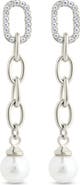 Sterling Forever Daphne Cubic Zirconia & Faux Pearl Chain Drop Earrings