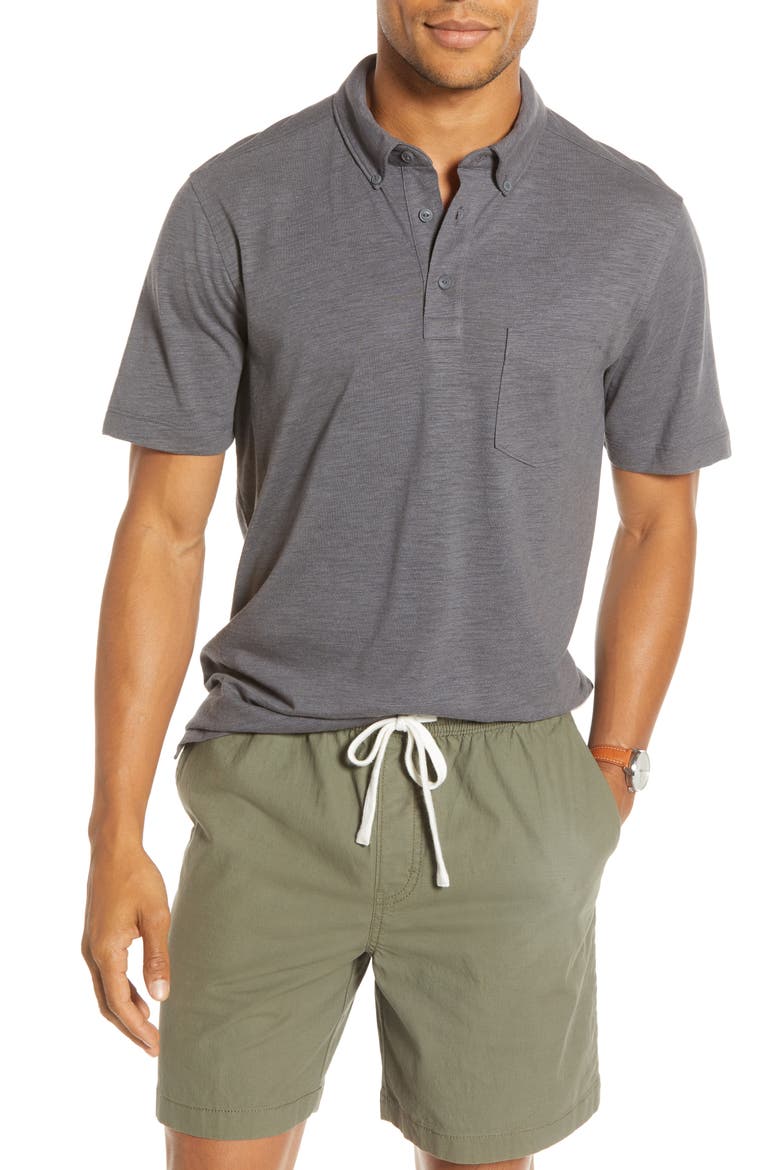 Marled Slub Slim Fit Polo, Main, color, GREY FORGED HEATHER
