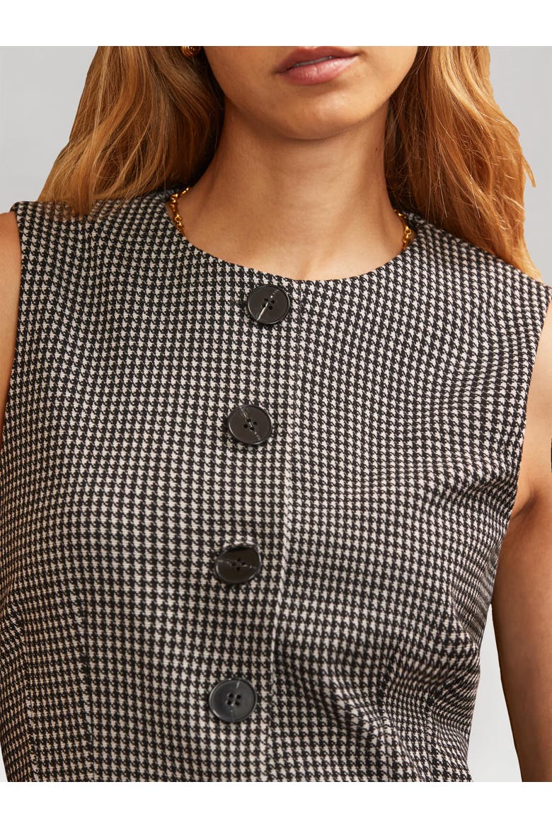 Round Neck Houndstooth Waistcoat, Alternate, color, Grey