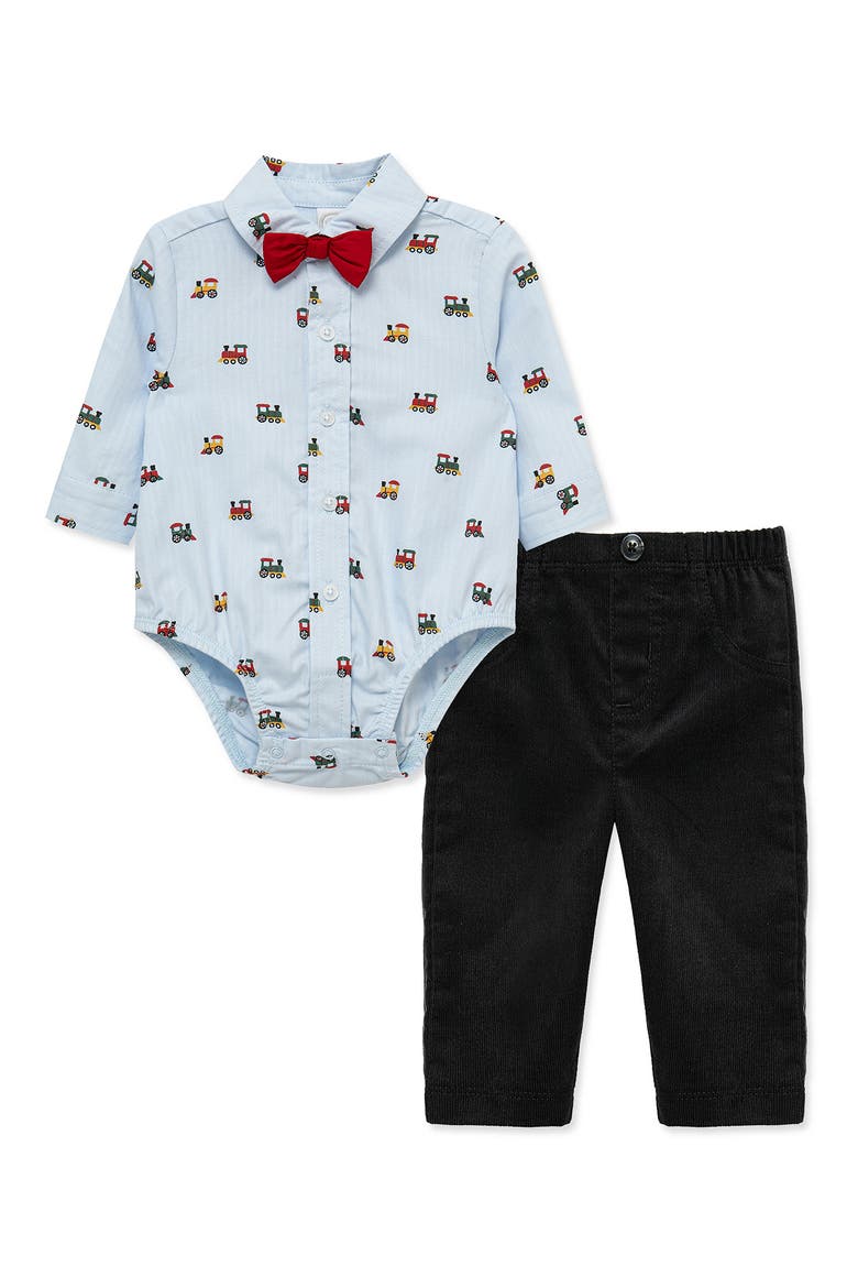Kids' Holiday Bow Tie Pants Set, Main, color, BLUE