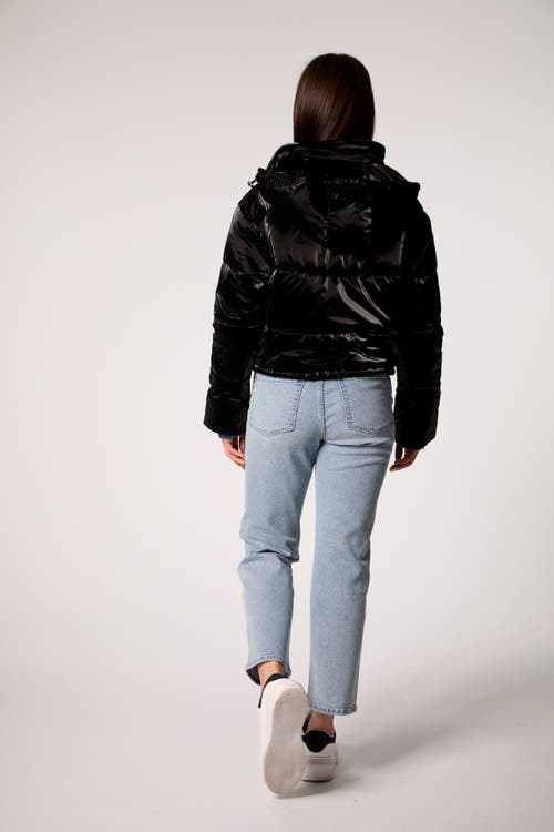 Blue Revival In The Mix Denim Shiny Puffer Jacket