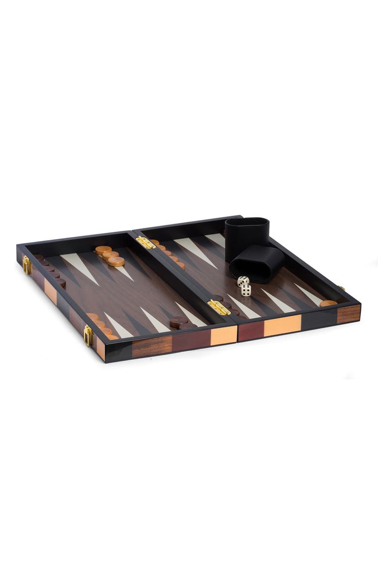 Bey-Berk Art Deco Design 18" Backgammon Set, Alternate, color, Black/ Gray