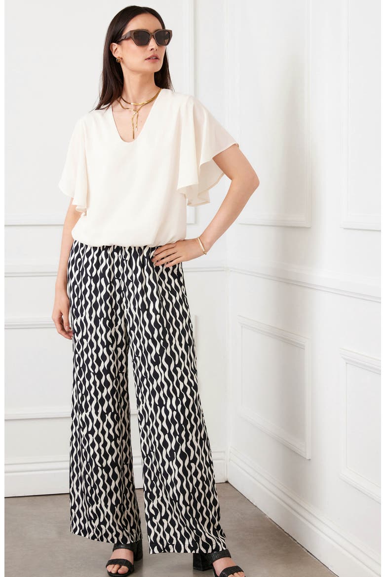 Print Wide Leg Satin Pants, Alternate, color, PRINT