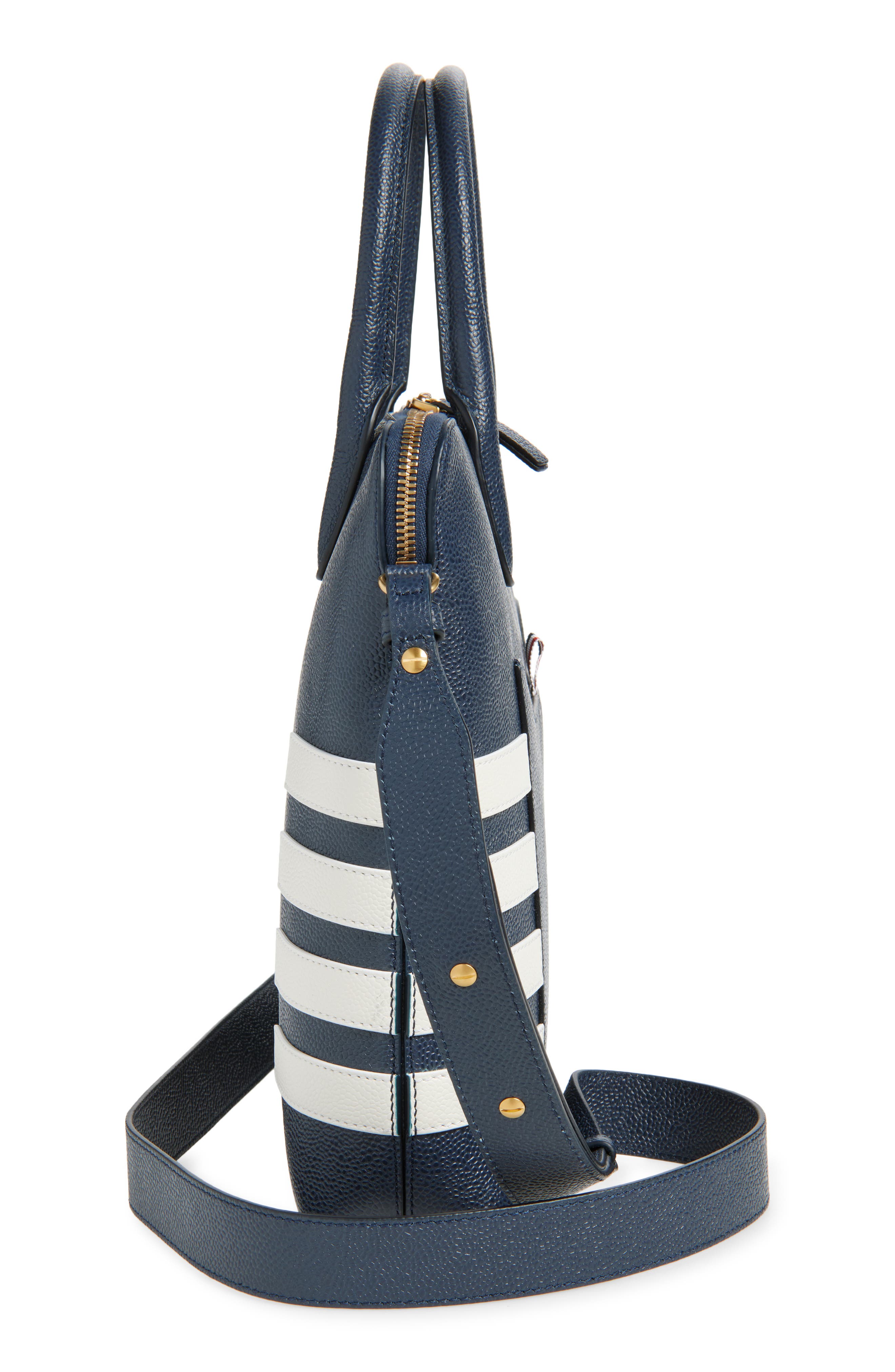 Thom Browne Slim 4-Bar Leather Briefcase, Alternate, color, Navy