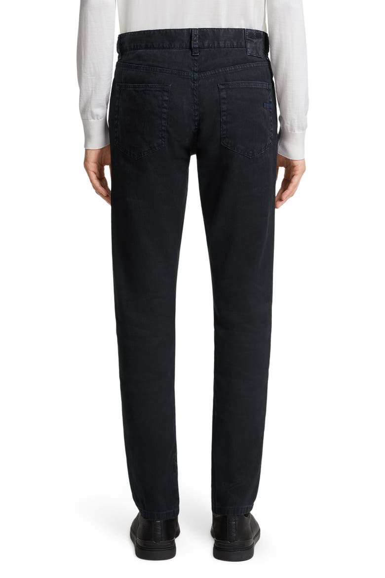 Garment Dyed Stretch Linen & Cotton Slim Fit Jeans, Alternate, color, NAVY