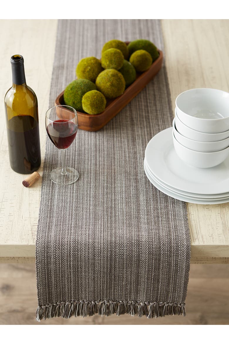 Variegated Fringe Table Runner, Alternate, color, Gray