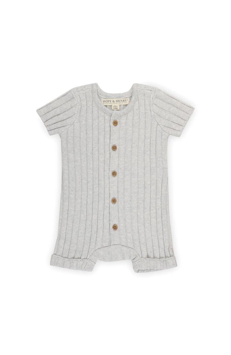 Hope & Henry Baby Shortie Sweater Romper, Infant, Main, color, Light Gray Heather Rib