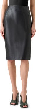 Akris Lambskin Leather Pencil Skirt