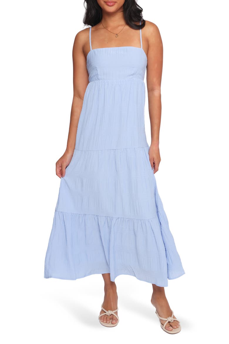 Nina Back Cutout Tiered Maxi Dress, Main, color, DUSTY BLUE