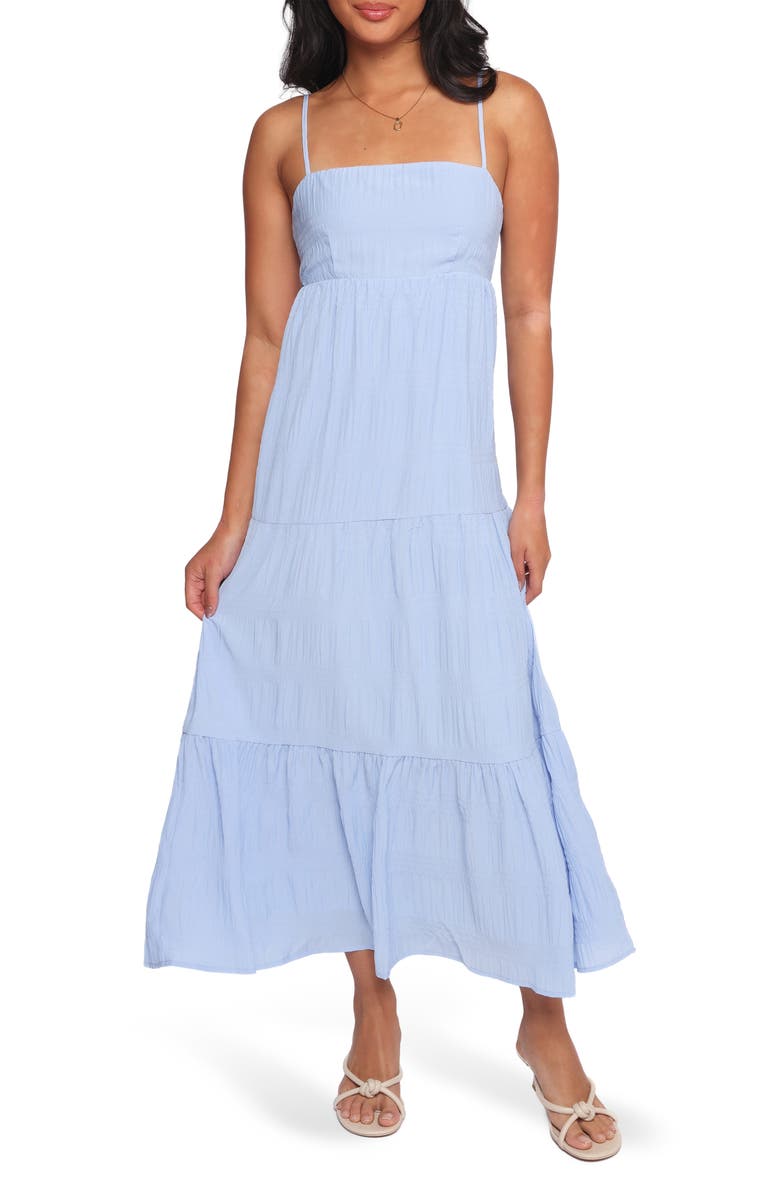 Petal & Pup Nina Back Cutout Tiered Maxi Dress, Main, color, Dusty Blue