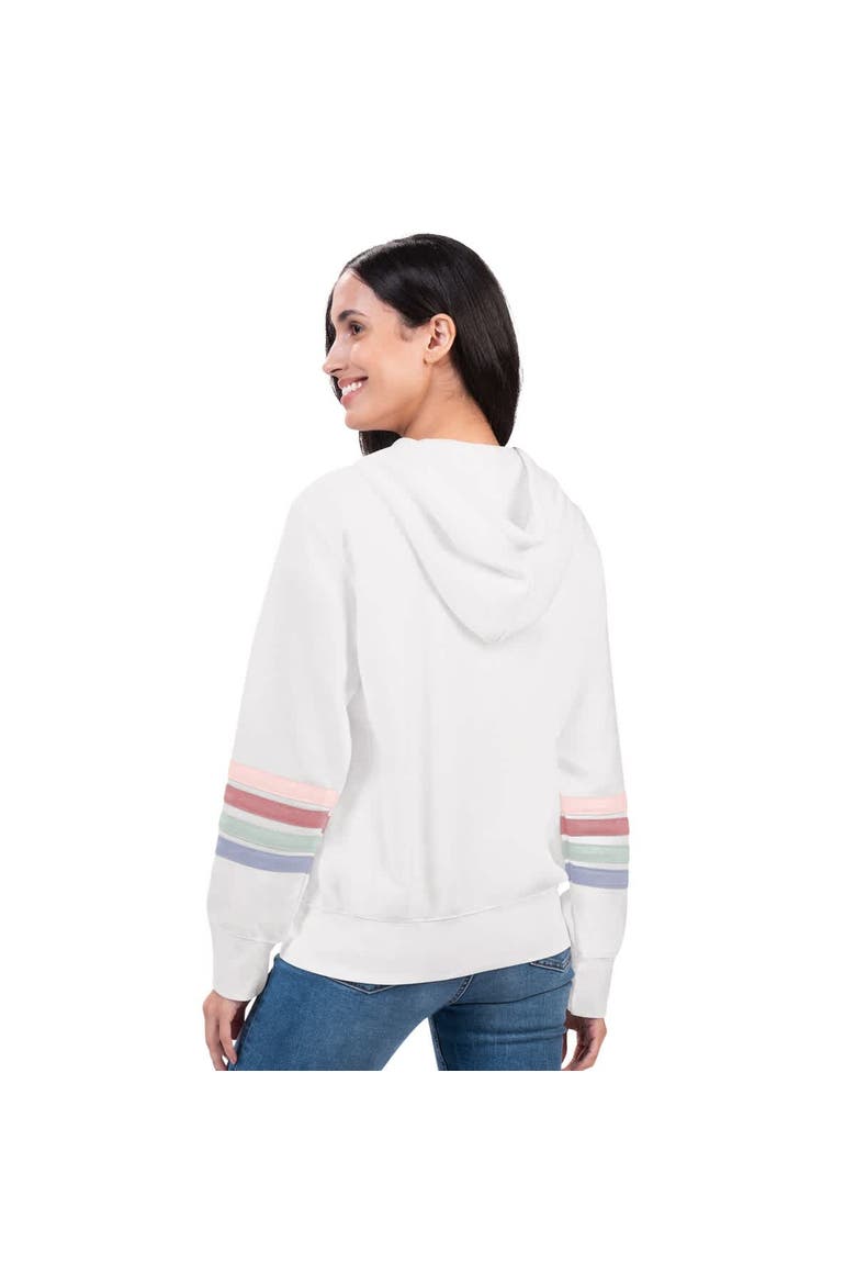 Women's G-III 4Her by Carl Banks White New York Yankees Naamah Sleeve Stripe Fleece Full-Zip Hoodie, Alternate, color, White