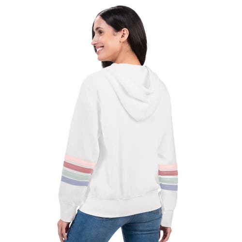 G-iii 4her By Carl Banks White New York Yankees Naamah Sleeve Stripe Fleece Full-zip Hoodie In Black